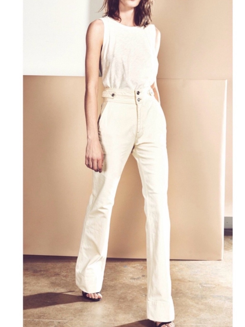 Current/Elliot Significant Other Jeans high-rise bootcut relaxed fit sz 28 ecru